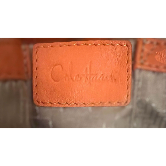 Cole Haan Orange Leather Drawstring Hobo Shoulder Bag Fall - Picture 6 of 8